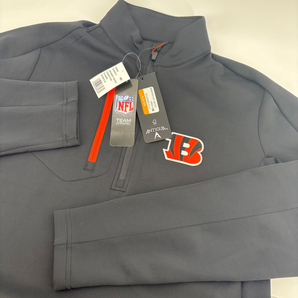NEW Antigua Mens Cincinnati Bengals Pullover Size M Black Generation Quarter Zip